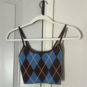 Kendall & Kylie -  Cropped Argyle Tank
